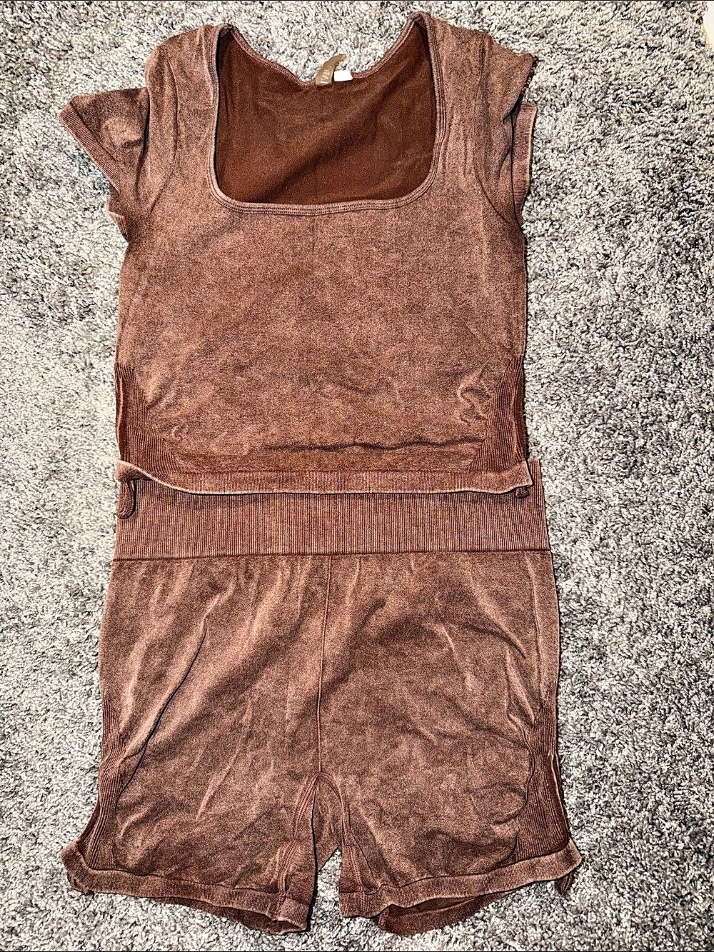 Brown Crop top and short set  Size Medium